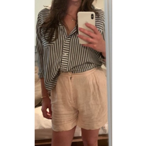 Esby Penny High Waisted 100% Linen Pleated Shorts Size 8 in Pecan - Picture 8 of 11